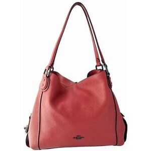 Coach Edie Turnlock Washed RED Triple Compartment Shoulder BAG